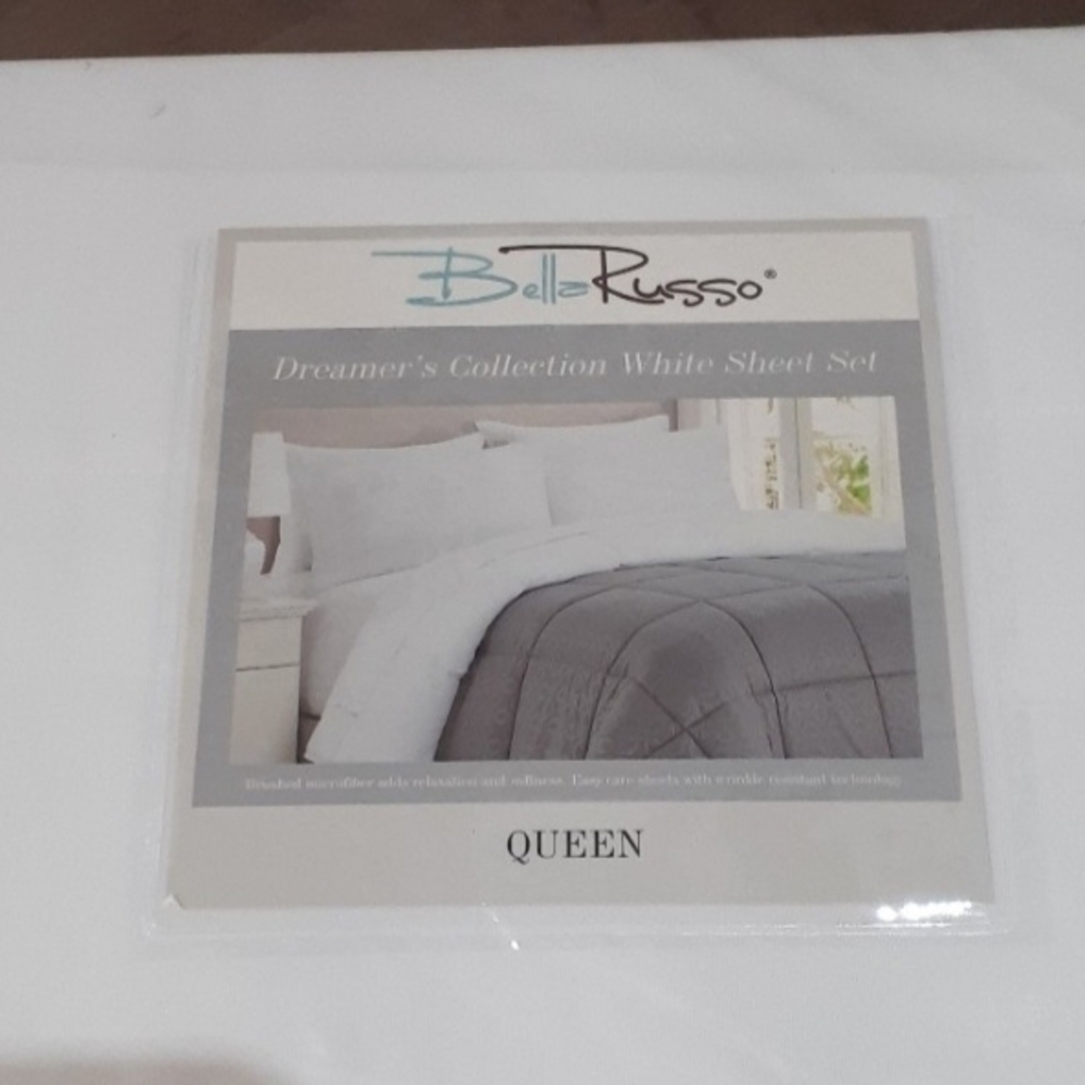 Belle Russo White and Gray Sheet Set - Queen
